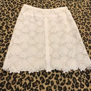 Chanel White Eyelet Knee length skirt